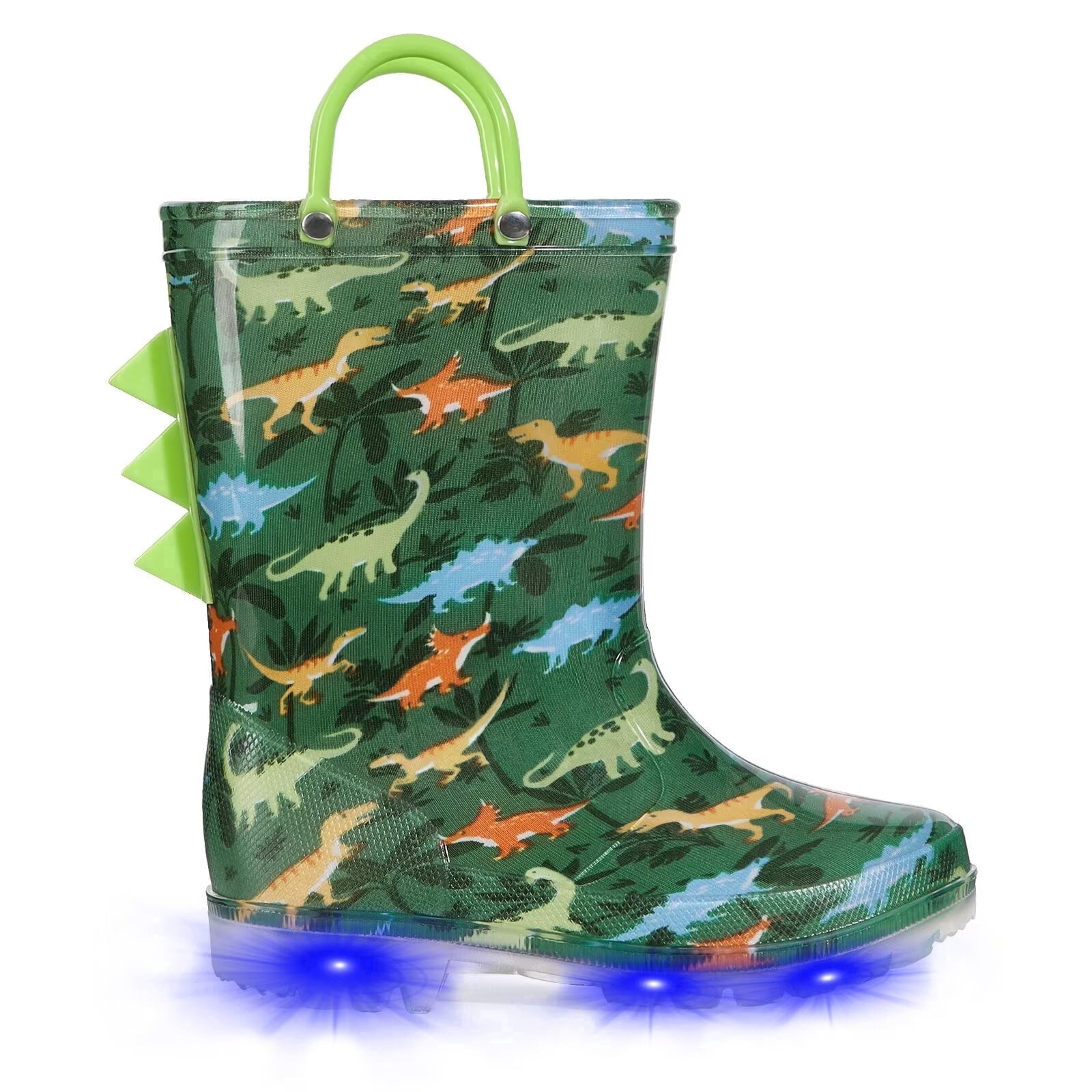 EUXTERPA Toddler Kids Light Up Rain Boots Boys Green Waterproof Boots ...