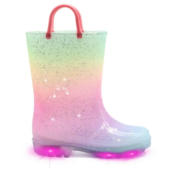 EUXTERPA Toddler Kids Light Up Rain Boots Girls Glitter Waterproof Boots Toddler Size 9