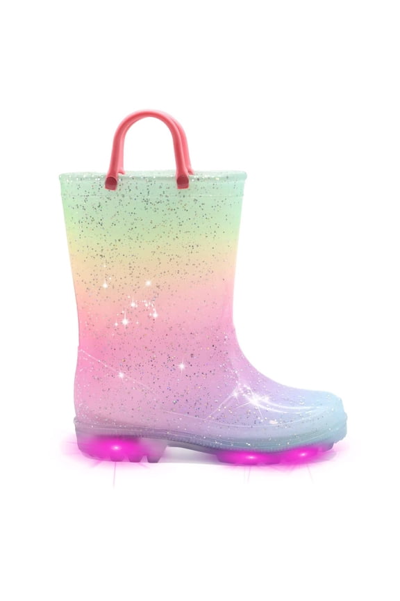 Toddler Kids Light Up Rain Boots Girls Glitter Waterproof Boots Toddler Size 9