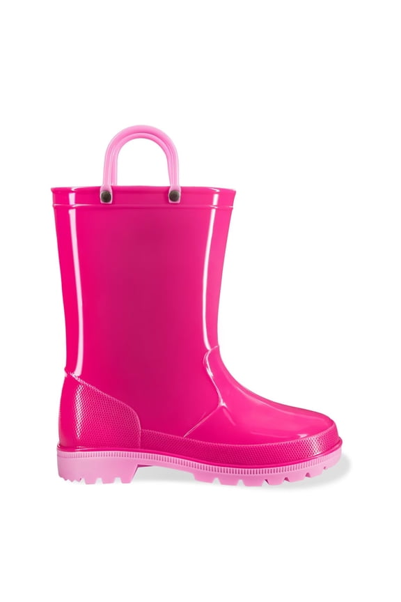 Toddler Kids Waterproof Rain Boots Boys Girls Hotpink Boots with Handles Big Kid Size 3