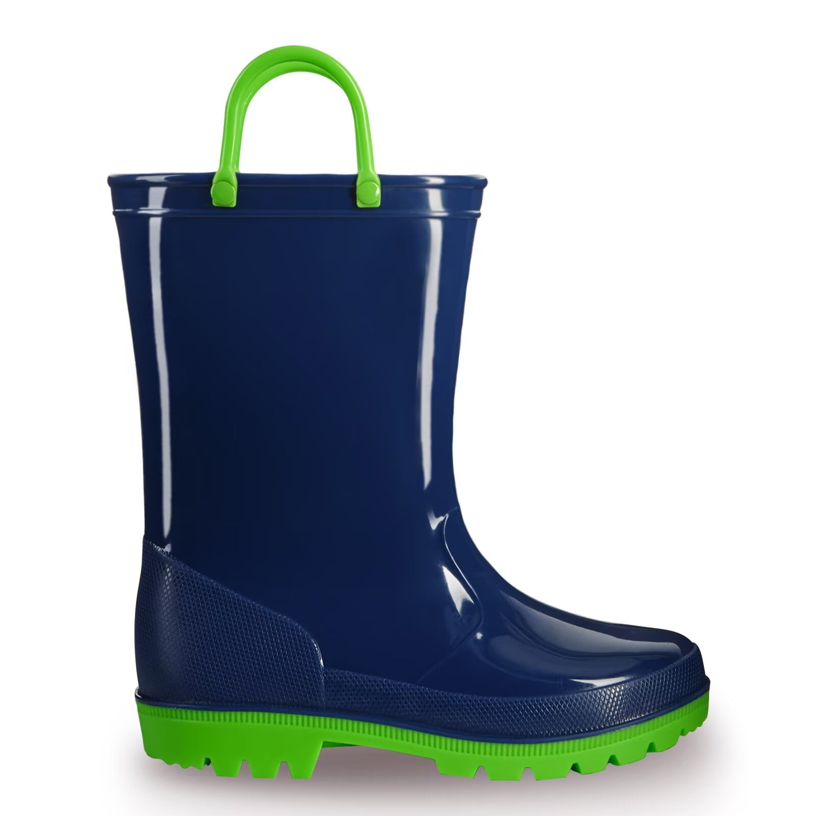 EUXTERPA Toddler Kids Waterproof Rain Boots Boys Girls Navy Boots with Handles Big Kid Size 3