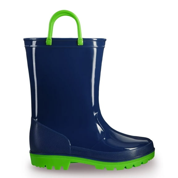 EUXTERPA Toddler Kids Waterproof Rain Boots Boys Girls Navy Boots with Handles Toddler Size 7