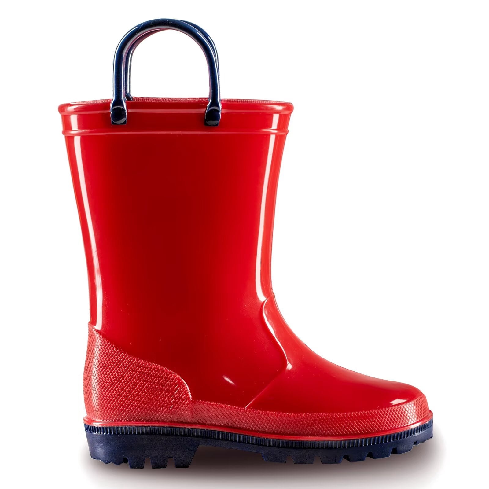 EUXTERPA Toddler Kids Waterproof Rain Boots Boys Girls Red Boots with Handles Big Kid Size 1
