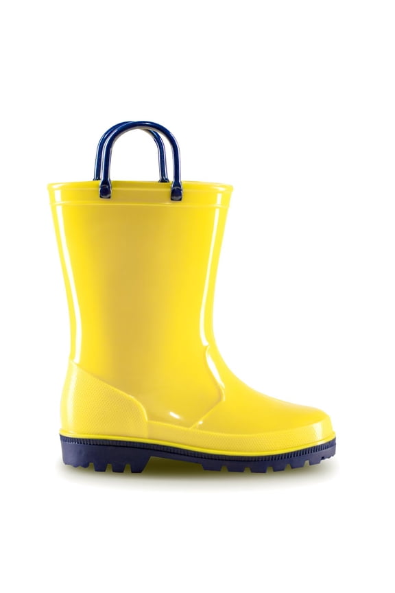 Toddler Kids Waterproof Rain Boots Boys Girls Yellow Boots with Handles Big Kid Size 3
