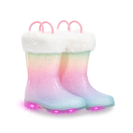 EUXTERPA Kids Light Up Glitter Rain Boots Winter Snow Warm Lined Boots for Girls Toddler Size 10 price history and forecast - EUXTERPA