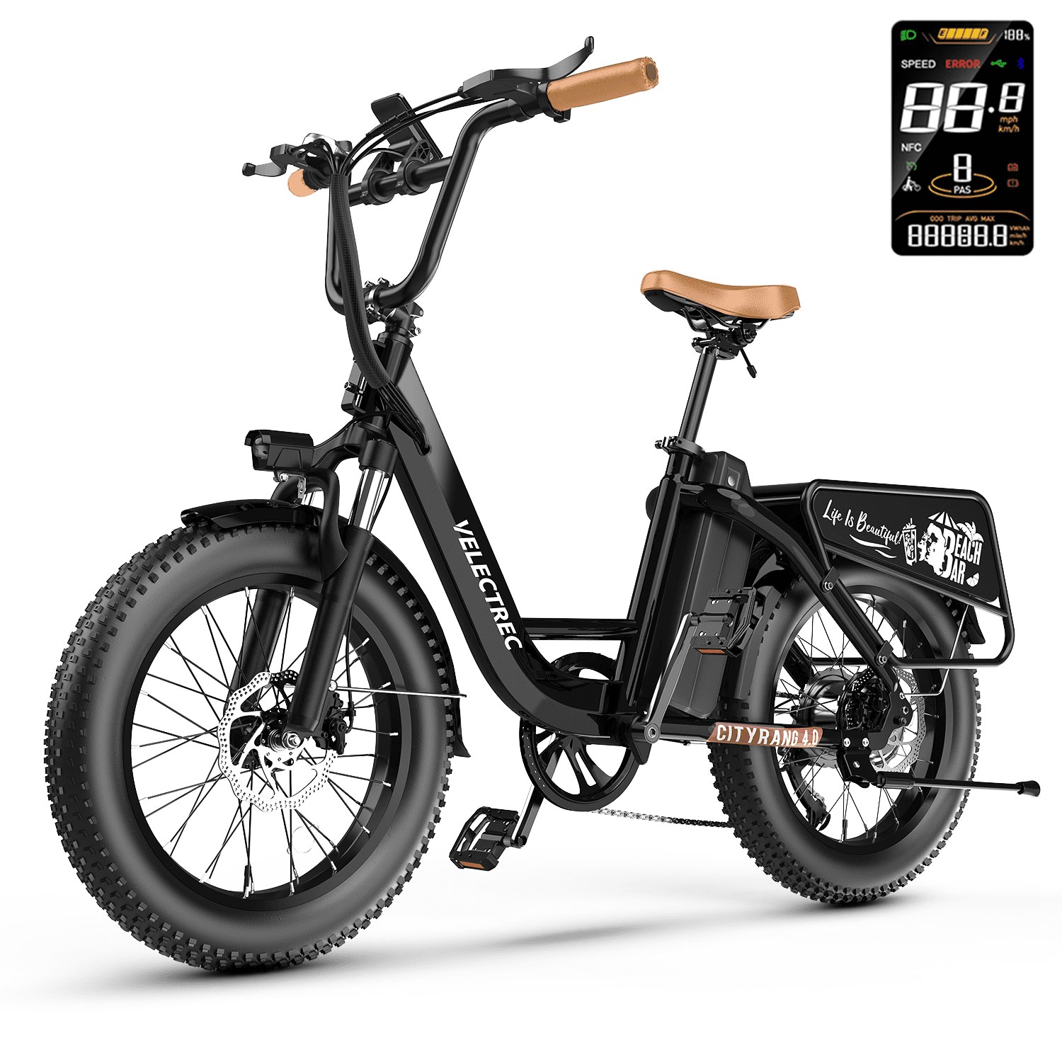 EUY 20 Fat Tire Folding Electric Bike 750W Motor 48V20Ah Removable Lithium Battery Black Walmart