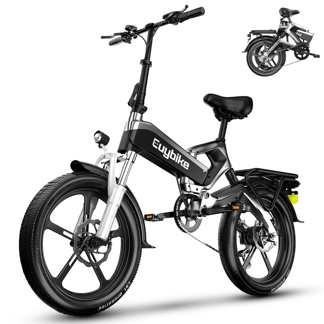 EUY Folding Electric Bike For Adults,500W 48V 12.8AH LG Cells Battery,20''Electric City Road