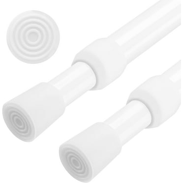 EUZODNAK 2 Pack Curtain Rod Adjustable 24-43 Inches，5/8" Diameter， White，Small Short Expandable Spring Loaded Tension Rods For Window, Bathroom, Cupboard,Kitchen