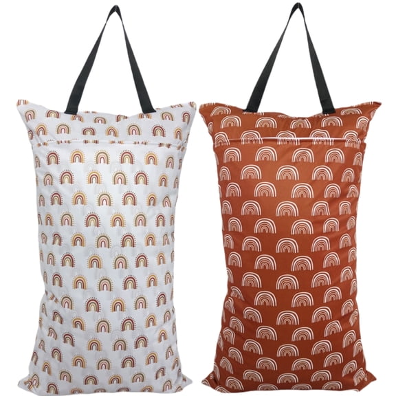 BTEPSGA 2 Pack Large Wet Dry Bag Waterproof Hanging Cloth Diaper with Double Zippered Pockets