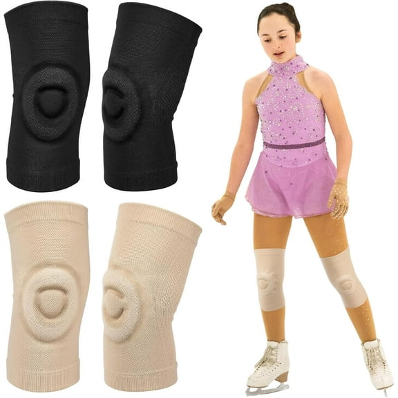 BTEPSGA 2 Pair Figure Skating Gel Knee Pads Cushion and Support Knee Cap for Men Women Adults Youth Dancing Figure Skating Gymnastic Soft Breathable Knee Support for Football Basketball