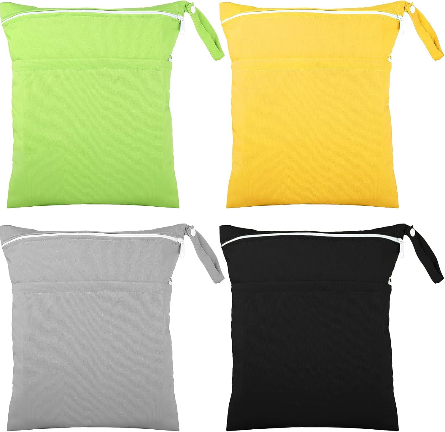 EUZODNAK 4 Pcs Wet Dry Bag for Baby Cloth Diapers Waterproof Wet Bag Washable Travel Bag Reusable Cloth Diaper Bag with 2 Pocket Toddler Swim Wet Bag for Travel Beach Pool