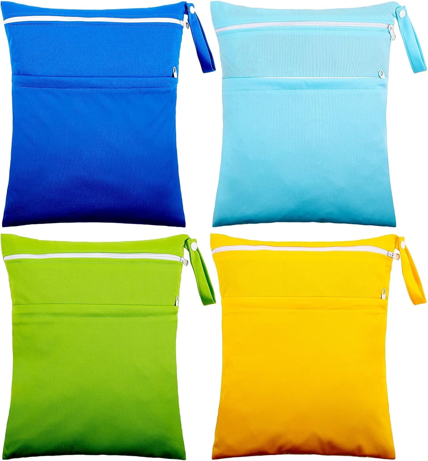 BTEPSGA 4 Pcs Wet Dry Bag, Waterproof Wet Bag Washable Travel Bag Reusable Bag with 2 Pocket Swim Wet Bag for Travel Beach Pool