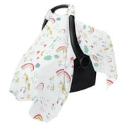 EUZODNAK Car Seat Cover Baby, Carseat Covers Baby for Girl Boy, Muslin Cotton Infant Car Seat Cover, Lightweight Car Seat Canopy, Breathable Baby Carrier Cover, Summer Stroller Sun Shade