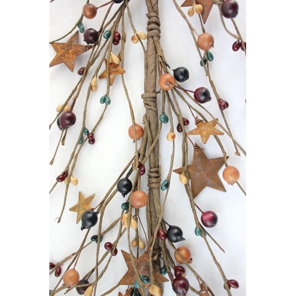 EV-102N Mustard, Burgundy, and Blue Primitive Berries with Rusty Stars 4.5'-5' in Length