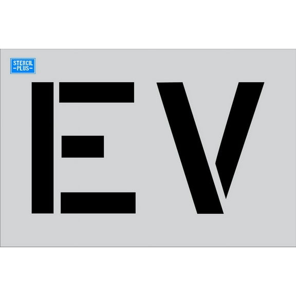 EV#12 Electric Vehicle- 24" EV Parking Lot Pavement Marking Stencil Thickness: .060