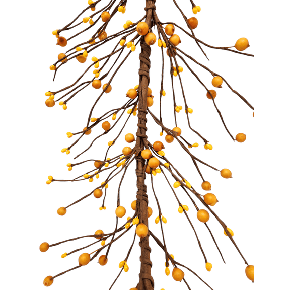 EV-46R Primitive Pip Big Berry Garland in Yellow Color - 5 foot / 60 inches Length, Fall or All Season Color Garland, Home Dcor, Wedding, Fireplace, Kitchen and Dining Table Dcor