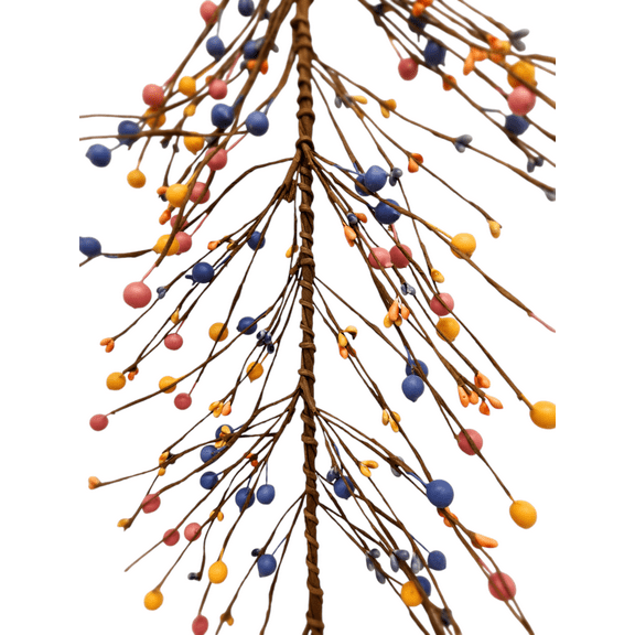 EV-51R Primitive Pip Big Berry Garland in Blue, Peach and Yellow Color - 5 foot / 60 inches Length, All Season Color Garland, Home Dcor, Wedding, Fireplace, Kitchen and Dining Table Dcor