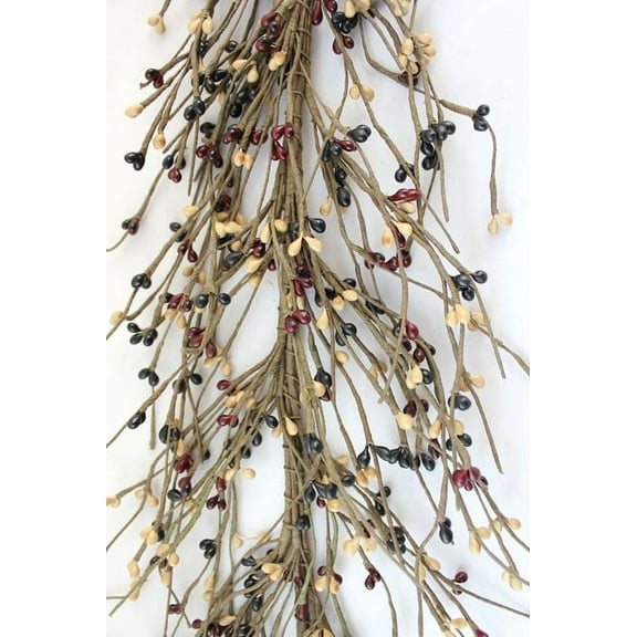 EV-C10 Primitive Pip Berry Garland in Black, Tan and Burgundy Color - 5 foot / 60 inches Length, Home Dcor, Wedding, Fireplace, Kitchen and Dining Table Dcor