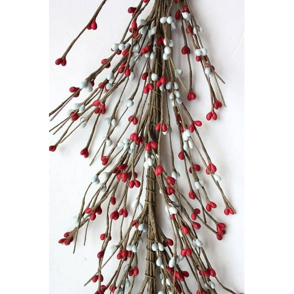 EV-C32 Primitive Pip Berry Garland in Red and Gray Color - 5 foot / 60 inches Length, Spring, Winter or All Season Color Garland, Home Dcor, Wedding, Fireplace, Kitchen and Dining Table Dcor