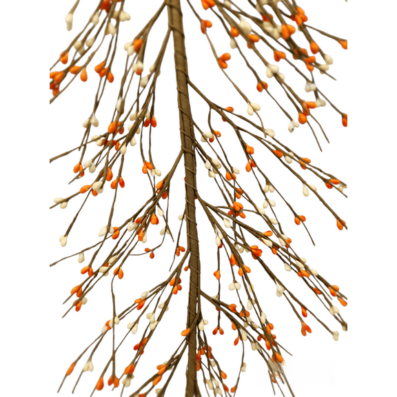 EV-C34 Primitive Pip Berry Garland in Orange and Cream Color - 5 foot / 60 inches Length, Fall or All Season Color Garland, Home Dcor, Wedding, Fireplace, Kitchen and Dining Table Dcor