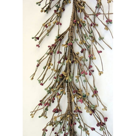 EV-C8 Primitive Pip Berry Garland in Brick, Sage Green / Mustard Color - 5 foot / 60 inches Length, Good Decorate for Year Round, Home Decor, Wedding, Fireplace, Kitchen and Dining Table Decor