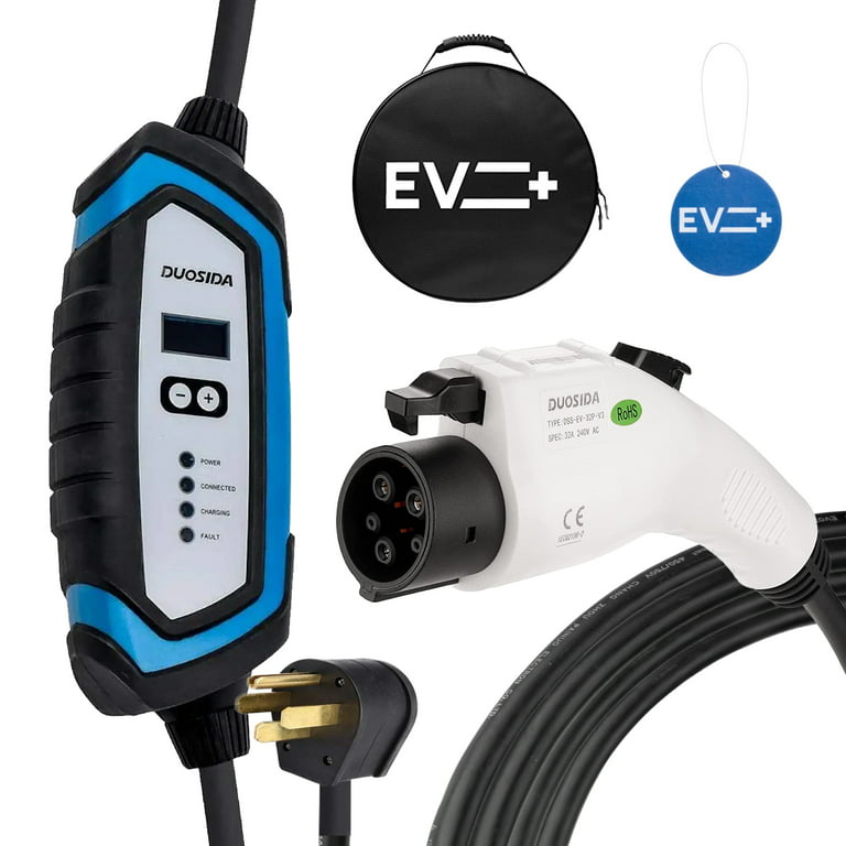  EV + Level 2 Charger Replacement Cord for Electric Vehicles -  32 Amp 240 Volt SAE J1772 Charger for All EV Charging Stations - 20 ft EV  Charging Cable : Automotive