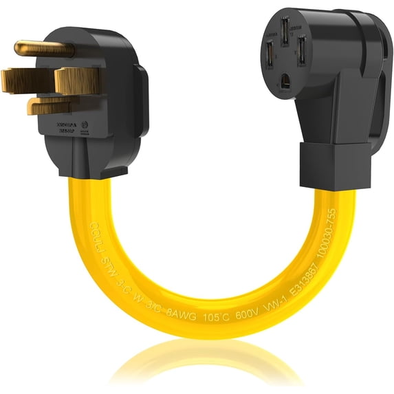 EV Charger Adapter Cord, NEMA 14-30P to 14-50R, 30Amp to 50Amp, 4 Prong Dryer Outlet Plug to 4 Prong Female, for EV Level2 Charging, Tesla