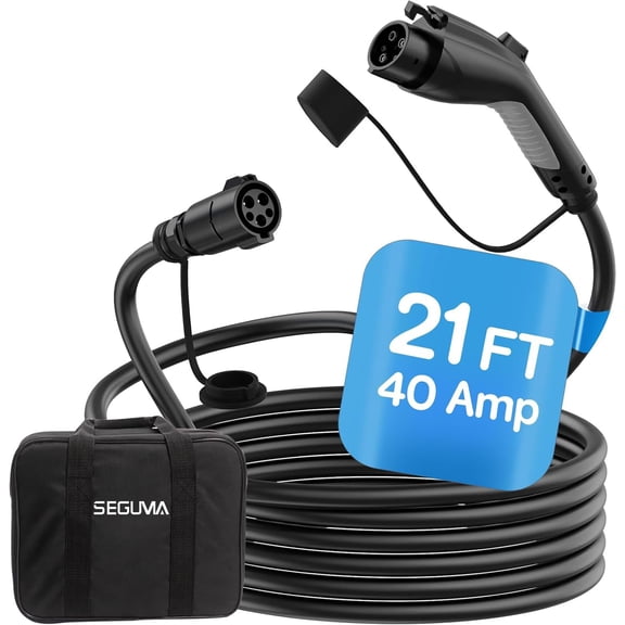 EV Charger Extension Cable, 21ft 40Amp J1772 Extension Cable Compatible with 110V-240V SAE J1772 EV Chargers, Suitable for J1772 EVs/PHEVs, Level 1/ Level 2 IP66 Car Charger Extension Cord with Bag