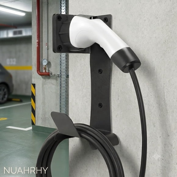 EV Charger Holder and Cable Organizer for J1772, Wall Mounted Stainless Steel Electric Vehicle Charger Dock for Garage and Outdoor, Heavy Duty Storage Rack