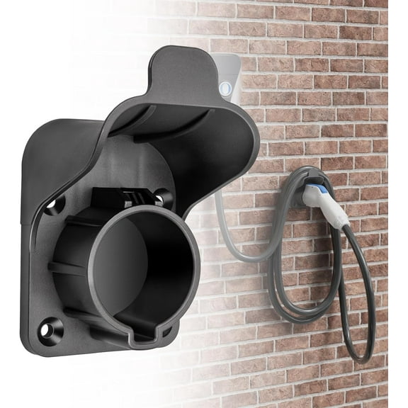 EV Charger Holder SAE J1772 Charging Cable Organizer for Portable Electric Car Charger Cable Hanger Electric Vehicle Charging Cord Holder Wall-Mount Connector Space Saving