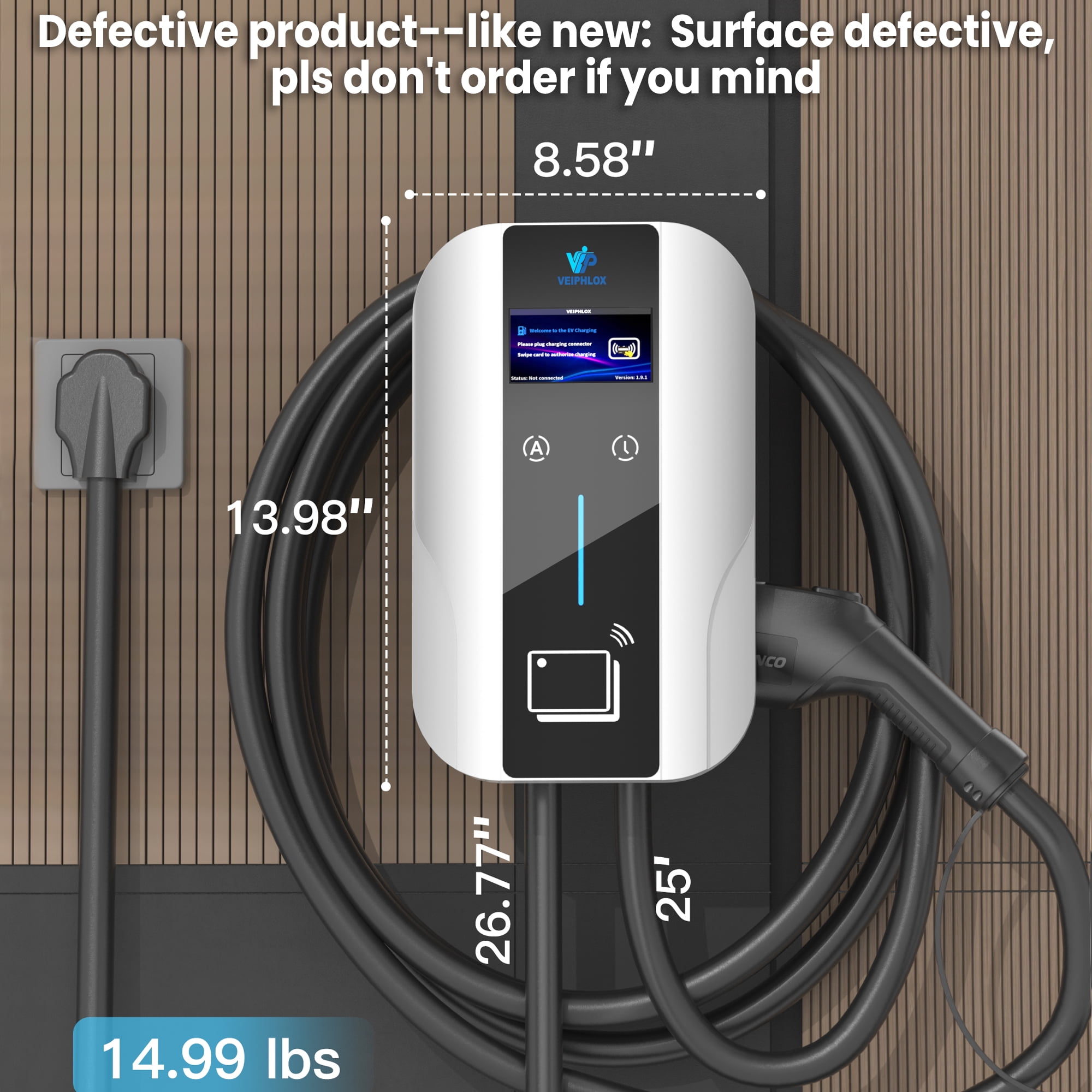 EV Charger level 2 wall box charging station 240V 40A 9.6kW J1772 NEMA Connector Type 1 EV Charger No wifi /APP