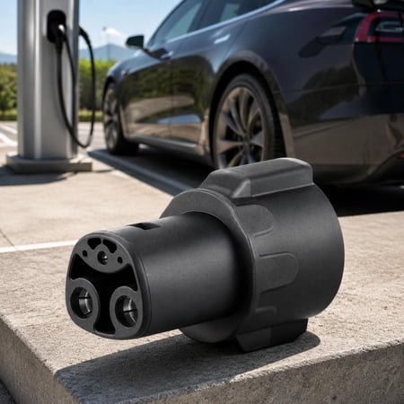 EV Charging Adapter, SAE J1772 to Tesla, 80A 240V Fast Charging, with Anti-Drop Lock and Carrying Bag, Compatible with Tesla Model 3/Y/S/X, Black