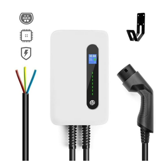 EV Charging Station Cable 32A Electric Vehicle Car Charger EVSE Wall Mount Type 2 Cable IEC 62196-2 Level 2 240V 7.6KW