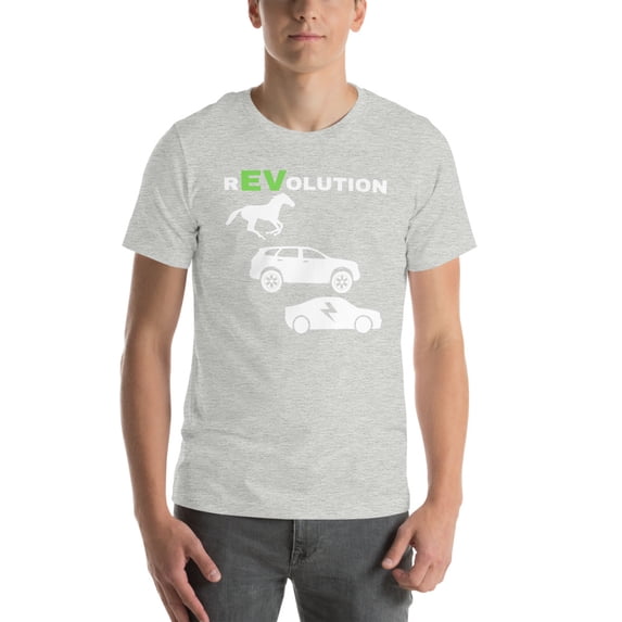 EV Revolution T-Shirt Drive E-Cars Shirt EV Revolution Shirt Funny Electric Vehicle T-Shirt Electric Power Shirt EV Life Shirt EV Driver T-Shirt 100% Electric Shirt (Athletic Heather, S)