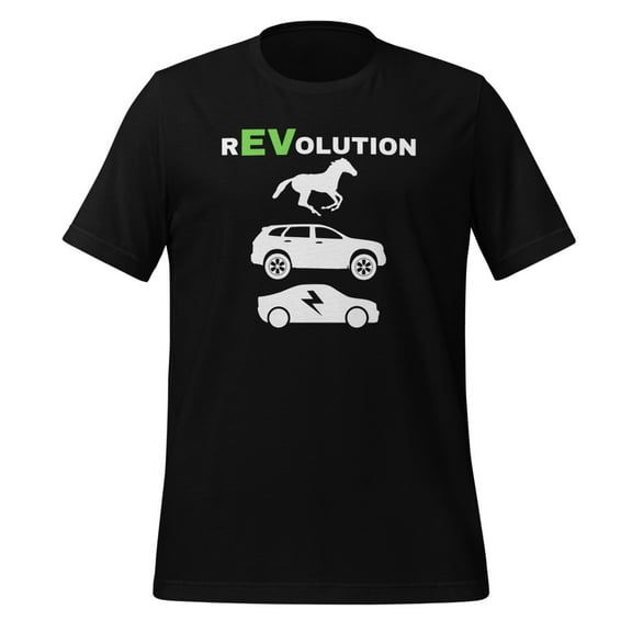EV Revolution T-Shirt Drive E-Cars Shirt Funny Electric Vehicle T-Shirt Electric Power Shirt EV Life Shirt EV Driver T-Shirt 100% Electric Shirt EV Revolution Shirt (Black, S)