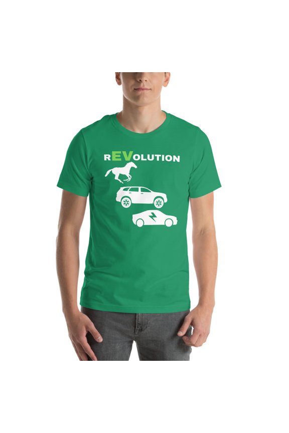 EV Revolution T-Shirt Drive E-Cars Shirt EV Revolution Shirt Funny Electric Vehicle T-Shirt Electric Power Shirt EV Life Shirt EV Driver T-Shirt 100% Electric Shirt (Kelly, S)