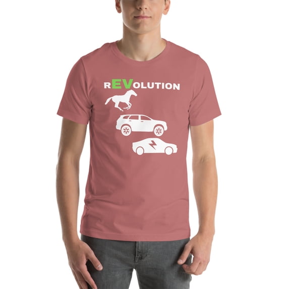 EV Revolution T-Shirt Drive E-Cars Shirt EV Revolution Shirt Funny Electric Vehicle T-Shirt Electric Power Shirt EV Life Shirt EV Driver T-Shirt 100% Electric Shirt (Mauve, M)