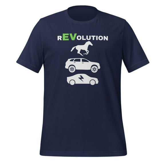 EV Revolution T-Shirt Drive E-Cars Shirt Funny Electric Vehicle T-Shirt Electric Power Shirt EV Life Shirt EV Driver T-Shirt 100% Electric Shirt EV Revolution Shirt (Navy, M)