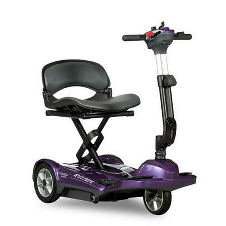 EV Rider S19M PLUM TranSport EZ Fold Manual Folding Mobility Scooter with 11.5 mAh Lithium Battery Pack, Metallic Plum