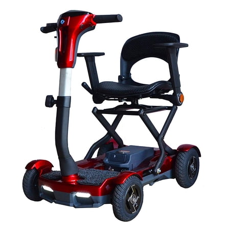EV Rider TeQNo S26 Auto FOLDING Portable Lightweight 4-Wheel Mobility Scooter with Laser Guide Lights and Key Fob