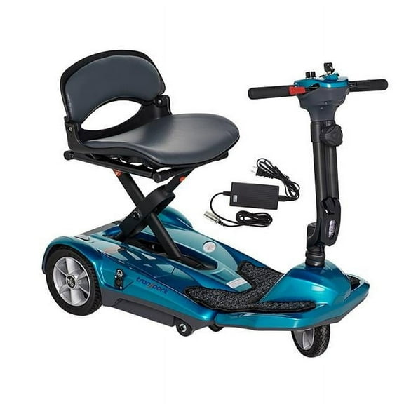 EV Rider S19M BLUE TranSport EZ Fold Manual Folding Mobility Scooter with 11.5 mAh Lithium Battery Pack, Sea Blue