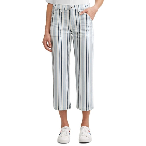 EV1 from Ellen DeGeneres Allie Wide Leg Cropped Jean Women's (Striped)