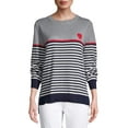 thumbnail image 1 of EV1 from Ellen DeGeneres Heart Stripe Hi-Low Sweater Women's, 1 of 9