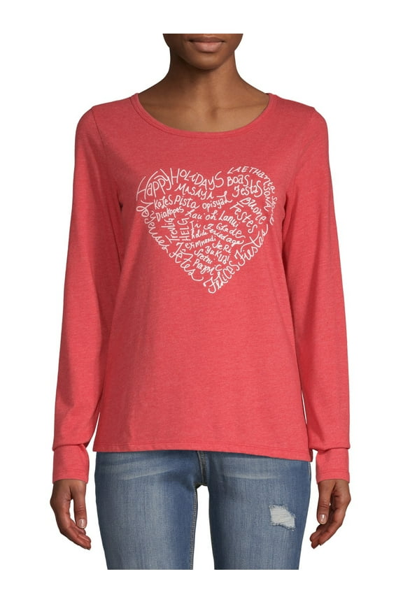 Holiday Heart Long Sleeve T-Shirt Women's