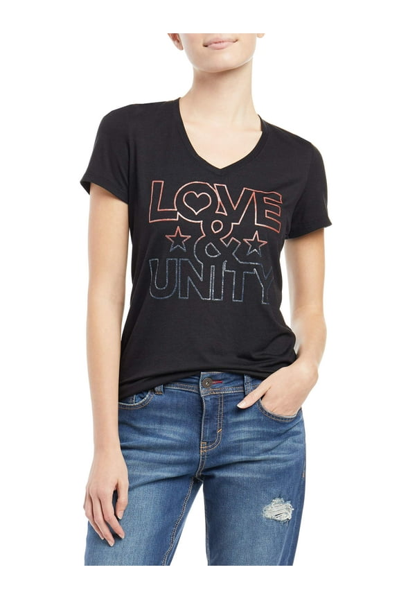 Love And Unity V Neck Graphic Tee Women's