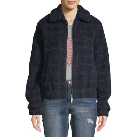 EV1 from Ellen DeGeneres Plaid Printed Sherpa Jacket Women's