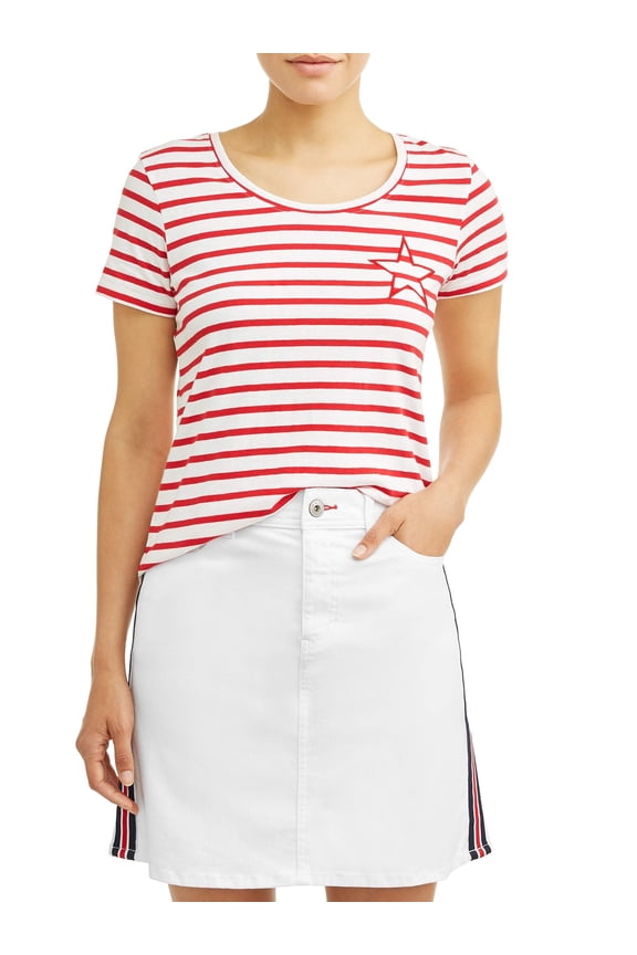 Star Applique Crew Neck Tee Women's