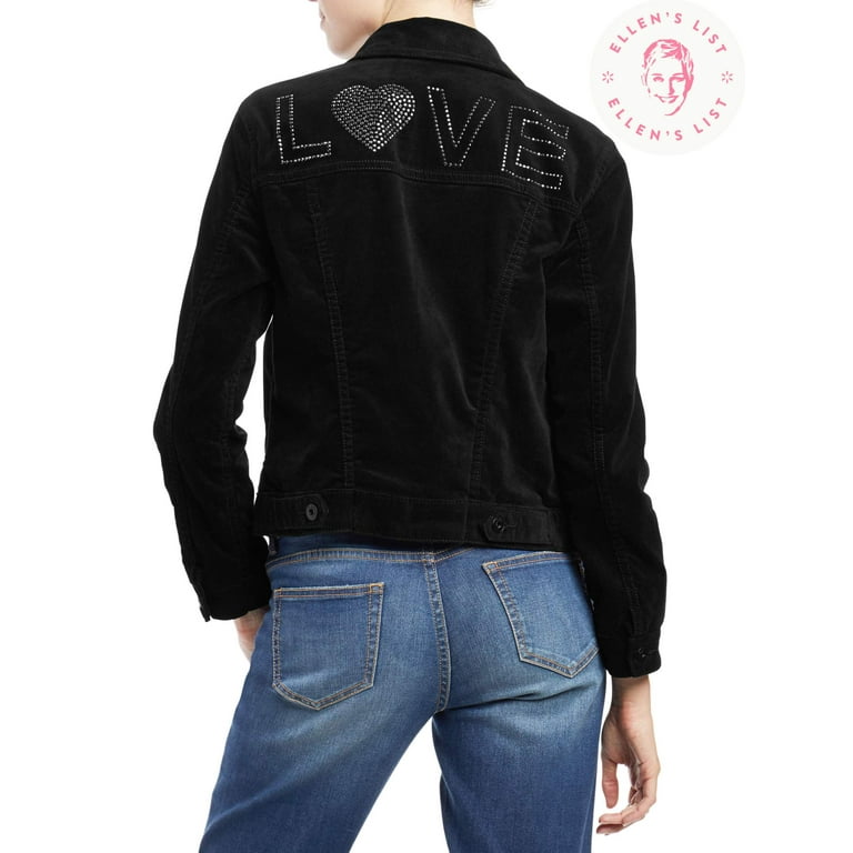 EV1 from Ellen DeGeneres Velvet Studded Jacket Women s Black