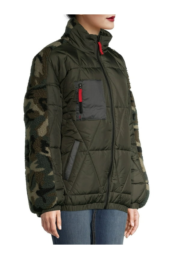 Women’s Camo Teddy and Nylon Jacket