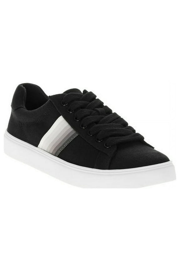 Women's Cupsole Lace Up Trainer (Black Canvas)